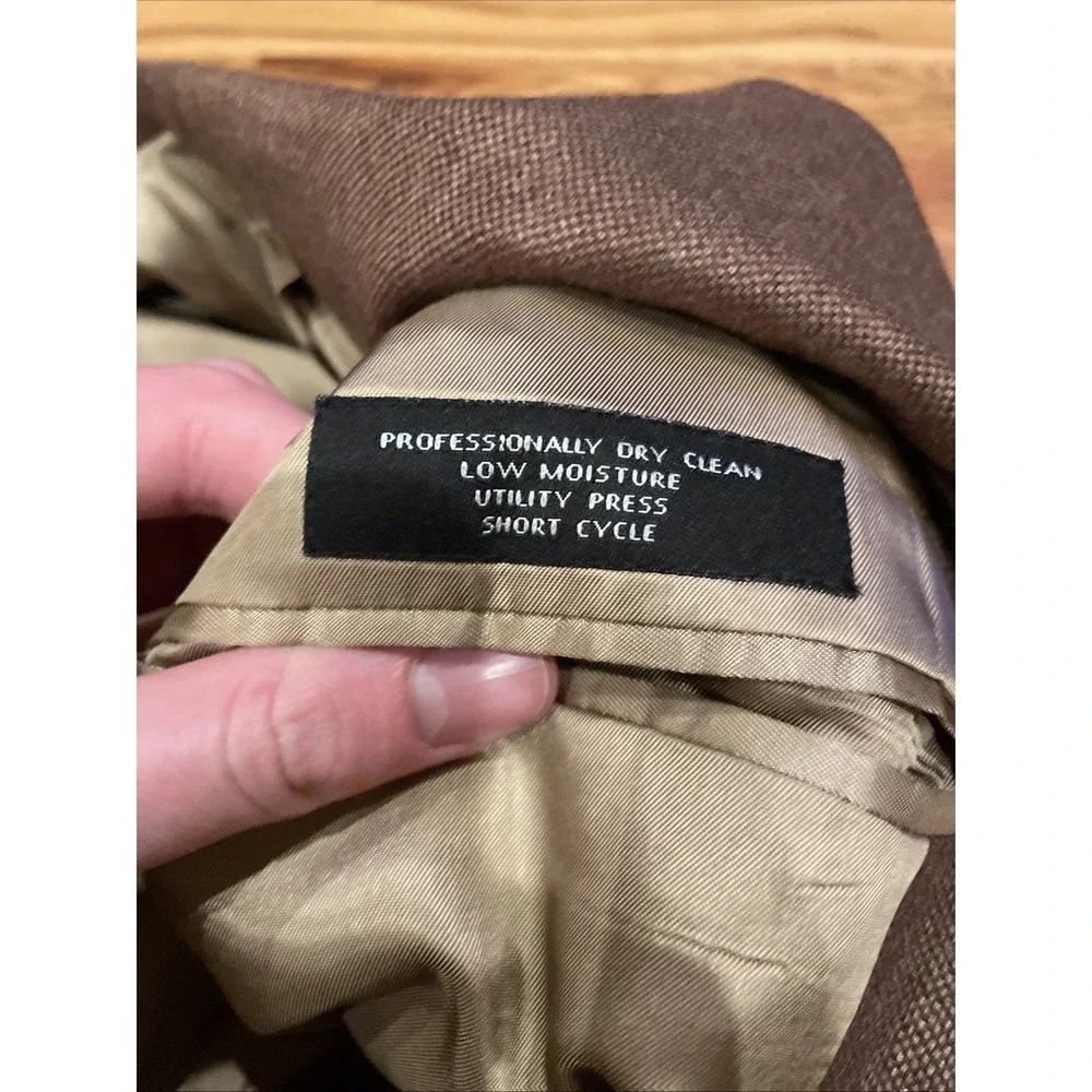 Jos A Bank Men's Blazer Wool Bamboo‎ Rayon Blend Brown Size 44L Summer Preppy